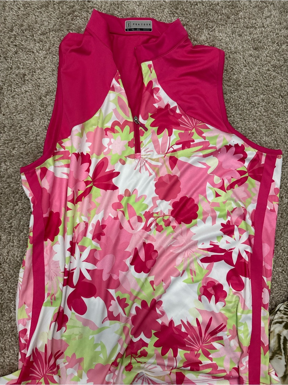 PGA Tour Pink Floral Sleeveless Golf Tank